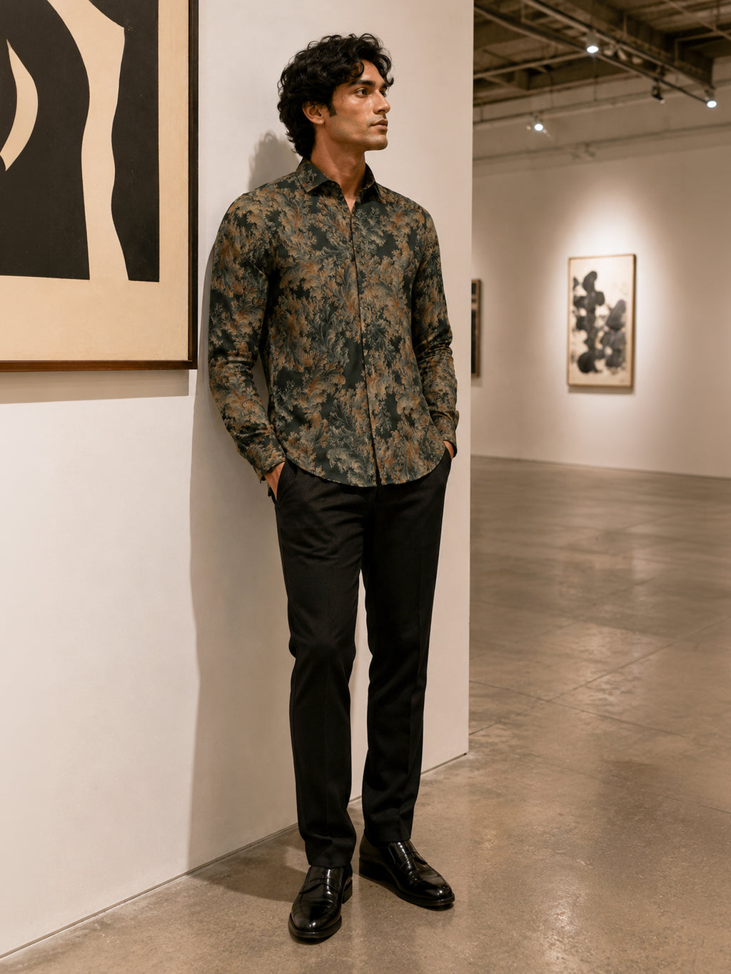 CAHOOT Men's Green Botanical Printed Regular Fit Shirt - view 4