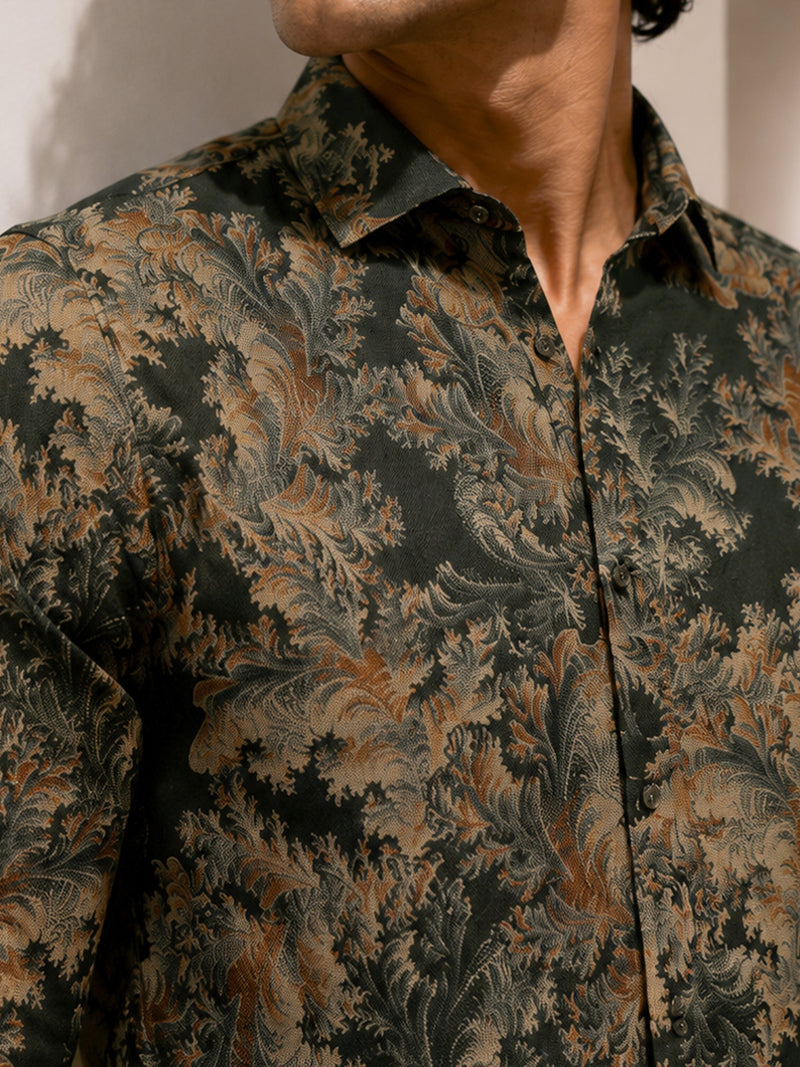 CAHOOT Men's Green Botanical Printed Regular Fit Shirt - view 5