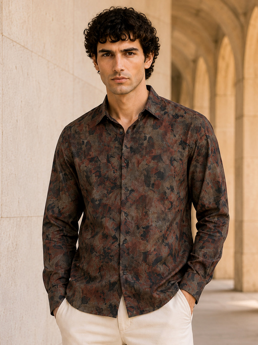 CAHOOT Men's Brown Botanical Printed Regular Fit Shirt - view 2