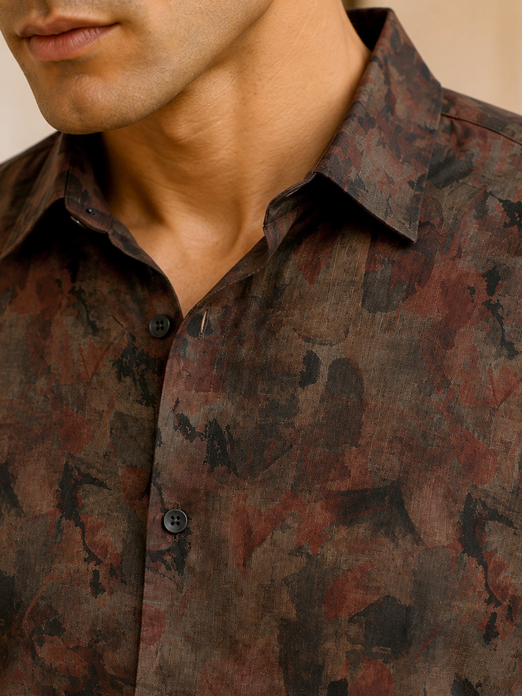 CAHOOT Men's Brown Botanical Printed Regular Fit Shirt - view 6
