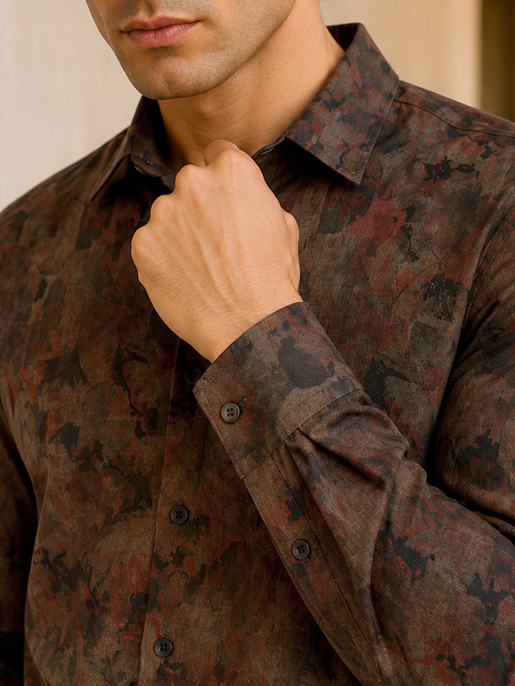 CAHOOT Men's Brown Botanical Printed Regular Fit Shirt - view 7