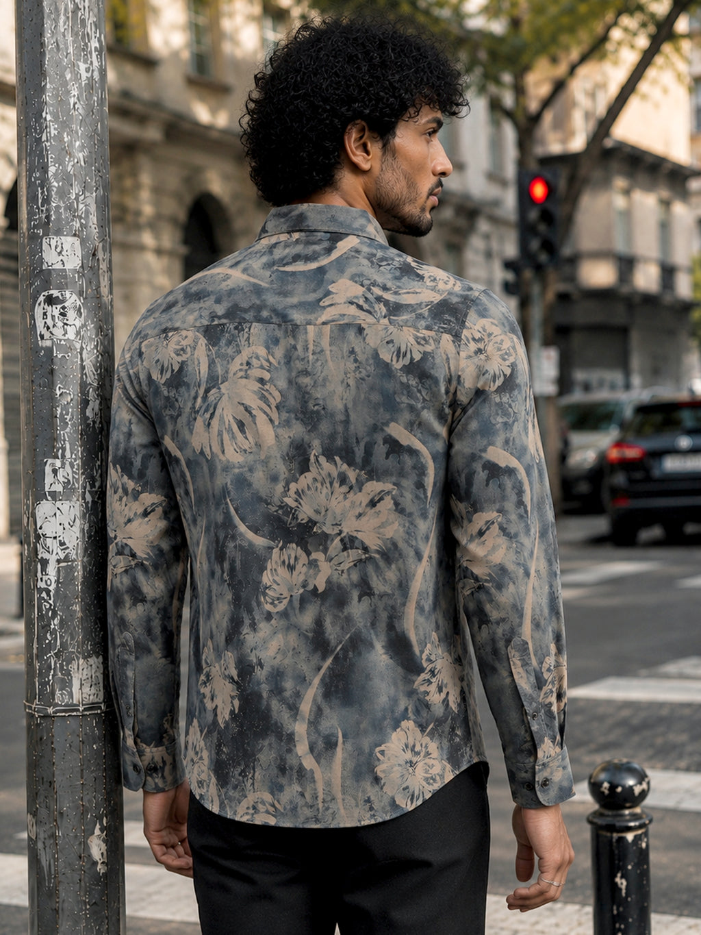 CAHOOT Men's Grey Floral Printed Regular Fit Shirt - view 3