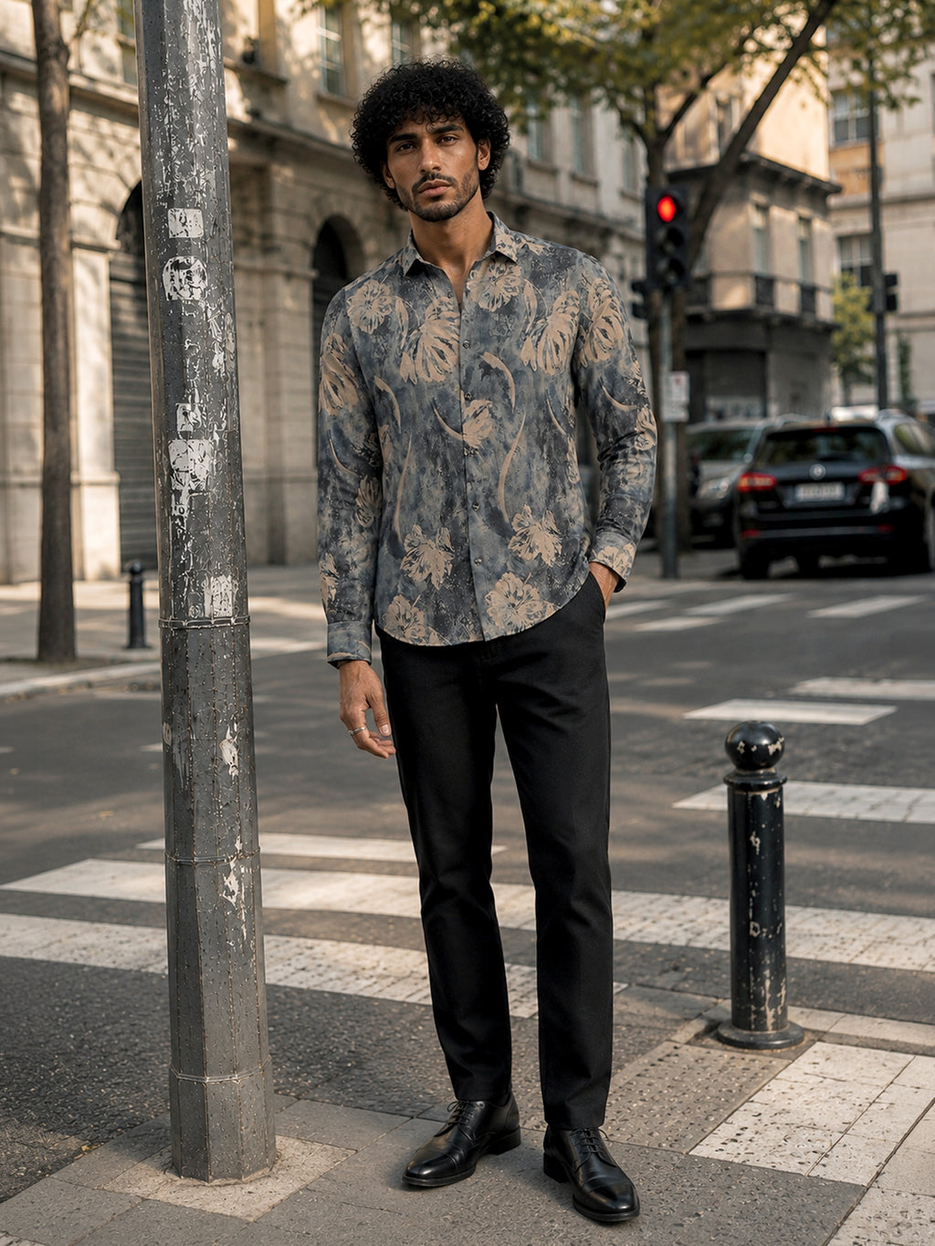 CAHOOT Men's Grey Floral Printed Regular Fit Shirt - view 4
