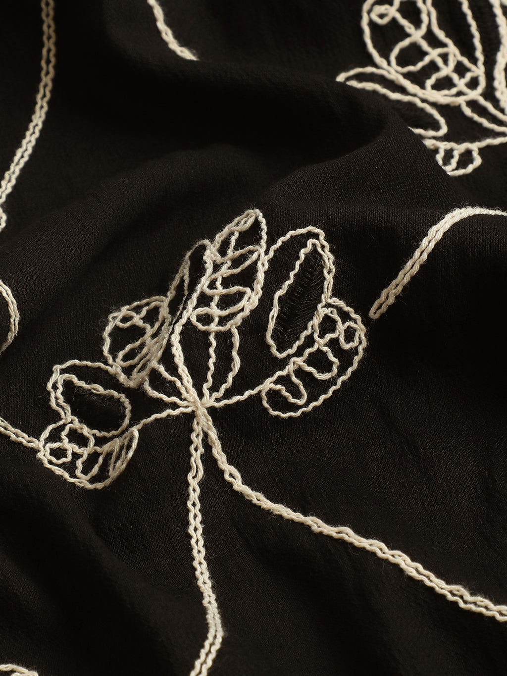 CAHOOT Men's Black Botanical Embroidered Oversized Fit Shirt - view 7
