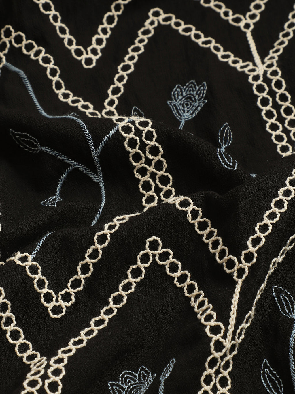 CAHOOT Men's Black Geometric Embroidered Oversized Fit Shirt - view 7