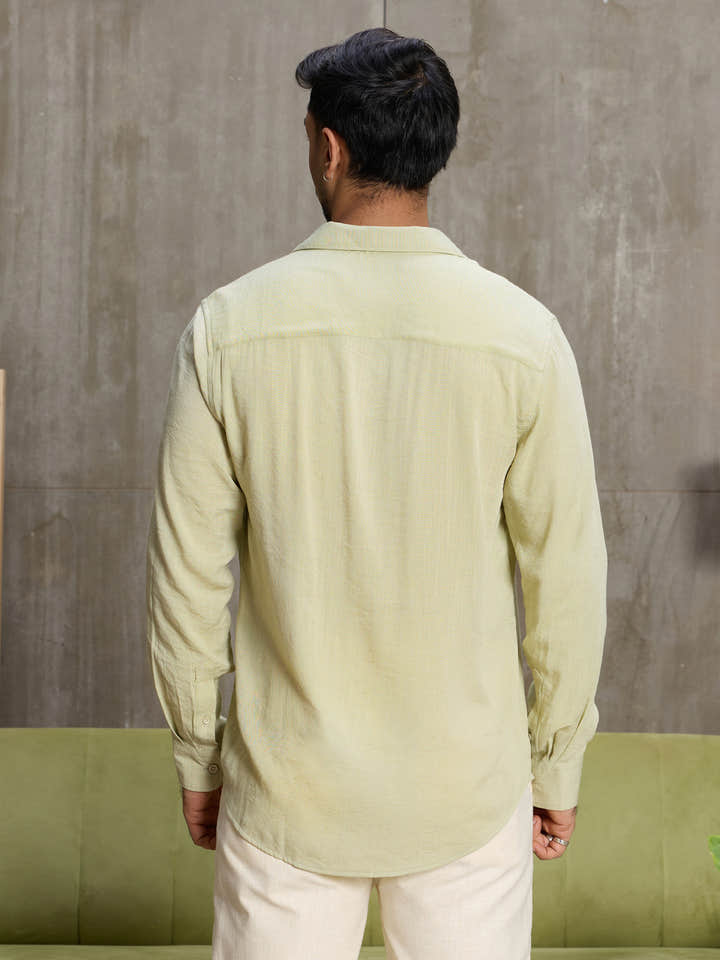 Cahoot Men's Light Green Hemp Oversized Fit Shirt - view 4