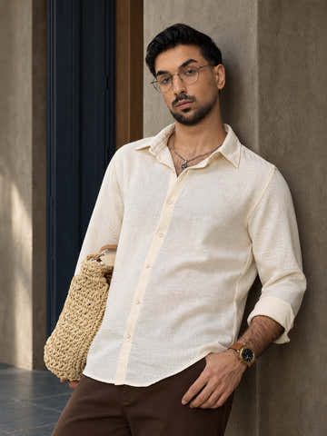 Cream Hemp Oversized Fit Shirt