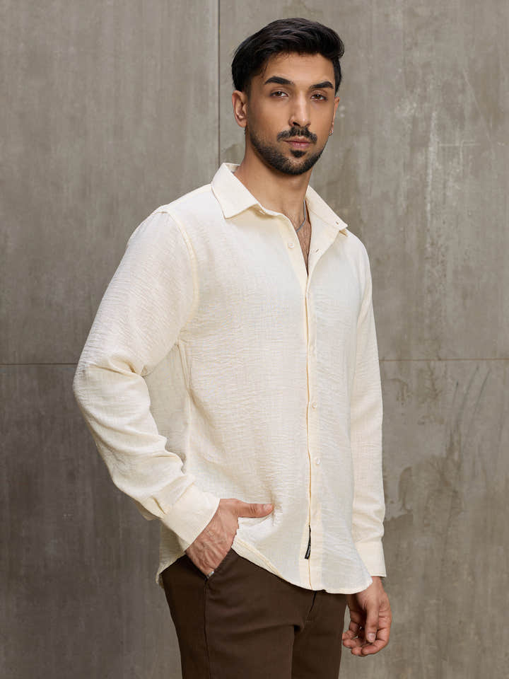 Cahoot Men's Cream Hemp Oversized Fit Shirt - view 3