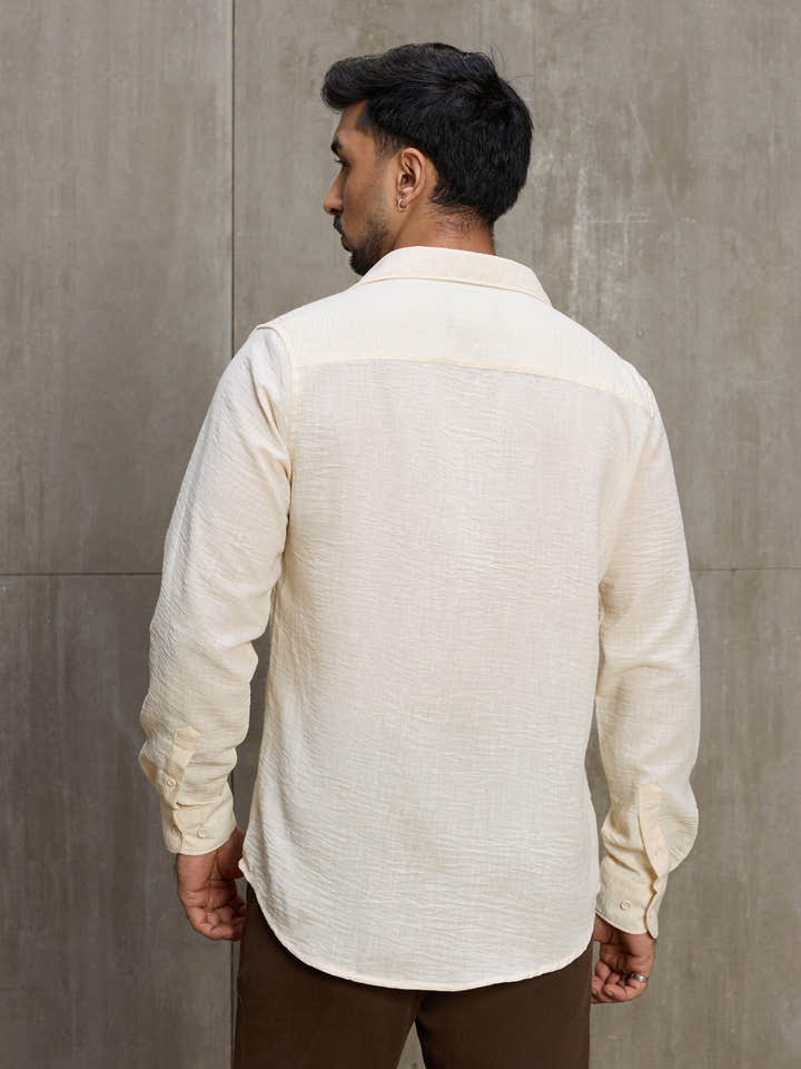 Cahoot Men's Cream Hemp Oversized Fit Shirt - view 4
