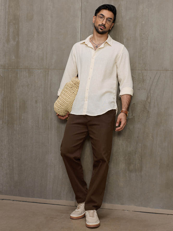Cahoot Men's Cream Hemp Oversized Fit Shirt - view 6