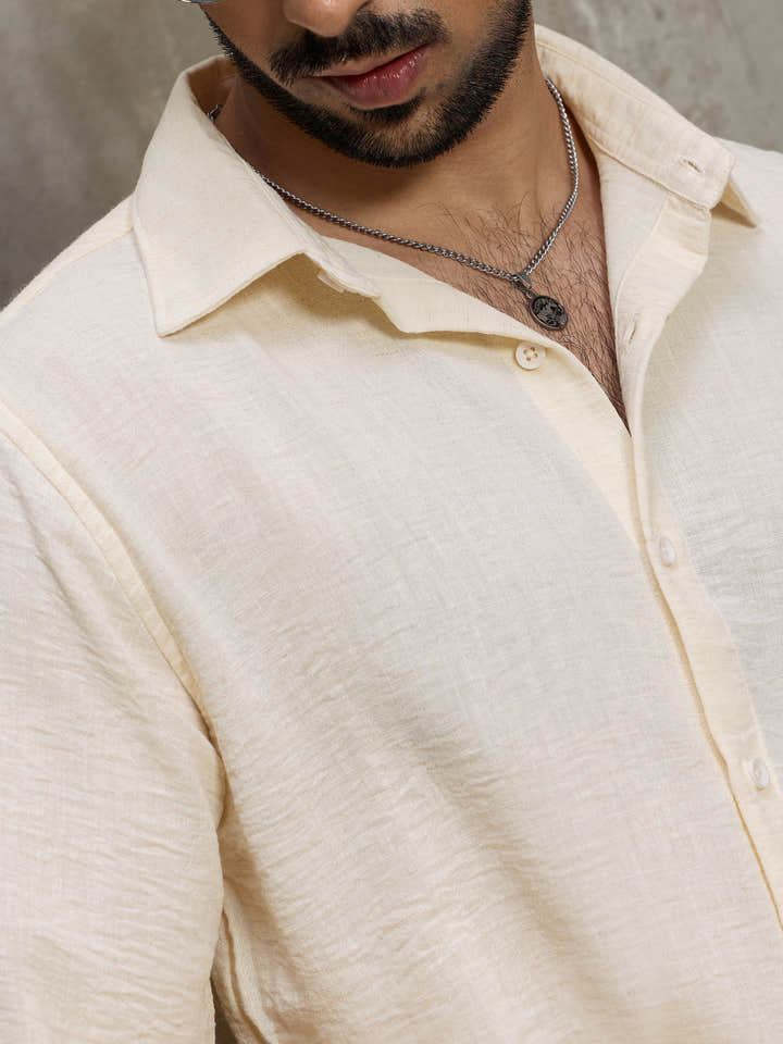 Cahoot Men's Cream Hemp Oversized Fit Shirt - view 7