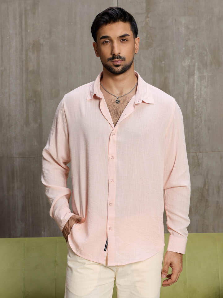 Cahoot Men's Light Pink Hemp Oversized Fit Shirt - view 2