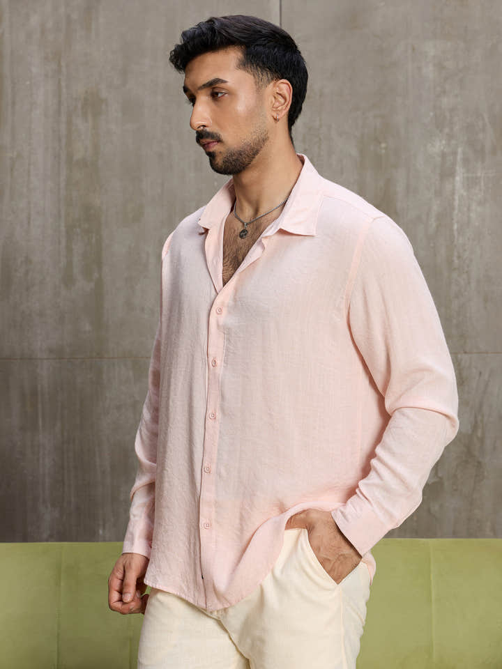 Cahoot Men's Light Pink Hemp Oversized Fit Shirt - view 3