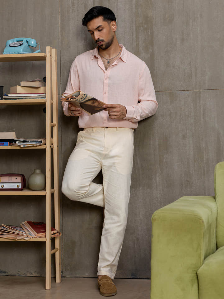 Cahoot Men's Light Pink Hemp Oversized Fit Shirt - view 6