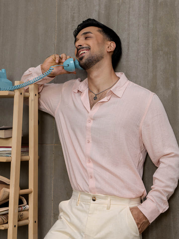Cahoot Men's Light Pink Hemp Oversized Fit Shirt - view 7