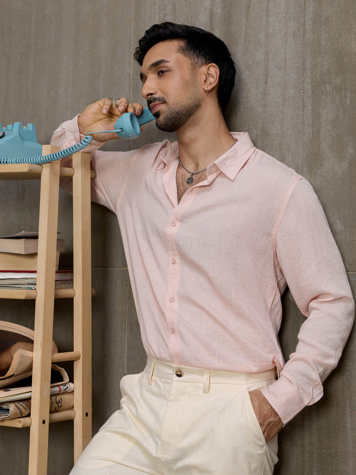 Cahoot Men's Light Pink Hemp Oversized Fit Shirt - view 8