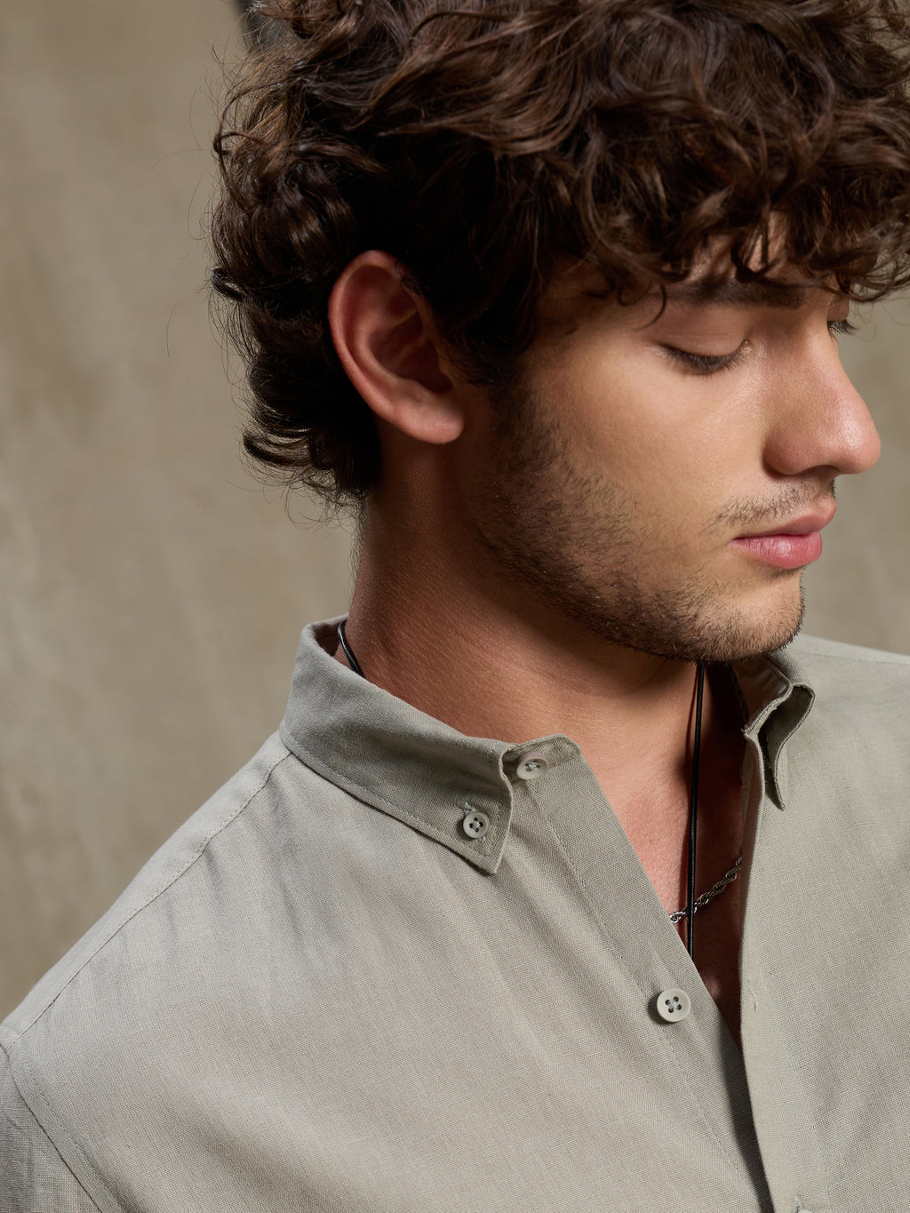 Cahoot Men's Sage Green Cotton Slub Regular Fit Shirt - view 6