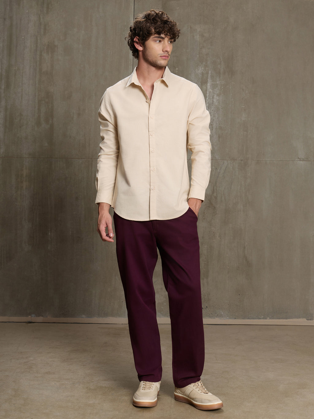 Cahoot Men's Cream Oxford Cotton Regular Fit Shirt - view 5