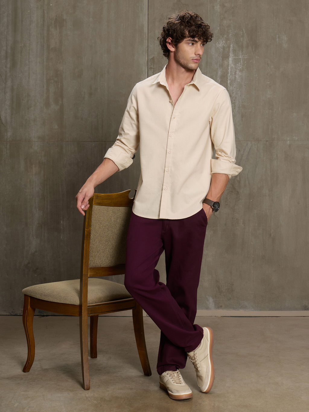 Cahoot Men's Cream Oxford Cotton Regular Fit Shirt - view 6