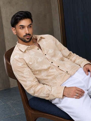 Floral Embroidered Casual Shirt