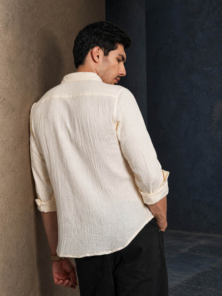 Cahoot Men's Ivory Muslin Breezy-Weave Shirt - view 4