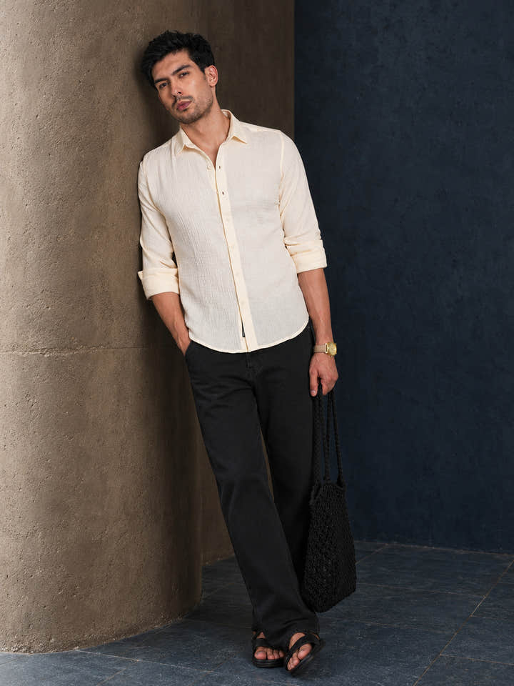 Cahoot Men's Ivory Muslin Breezy-Weave Shirt - view 6