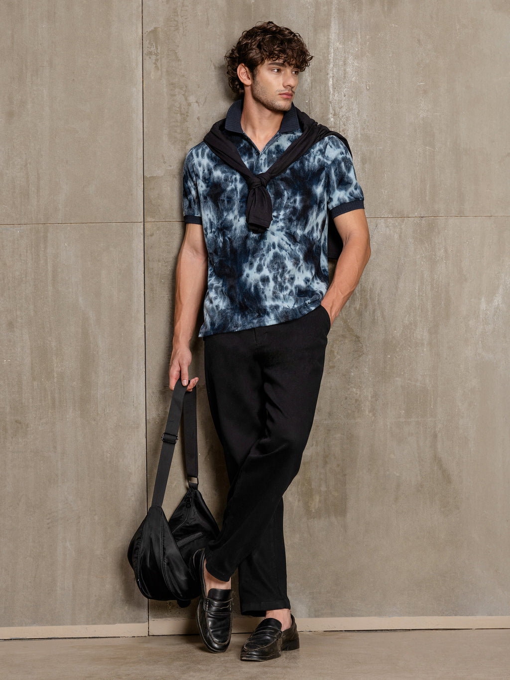 Cahoot Men's Blue Tie-Dye Printed Corduroy Polo - view 6