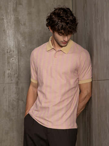 Striped Jacquard Stretchable Regular Fit Polo