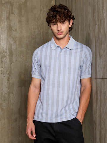 Striped Jacquard Stretchable Regular Fit Polo