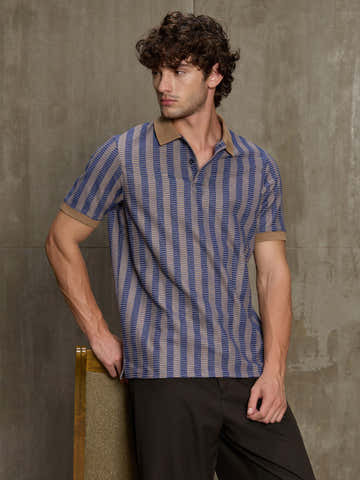 Striped Jacquard Stretchable Regular Fit Polo