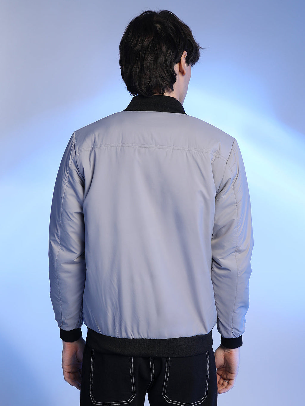 Zip-Front Puffer Jacket With Contrast Detail