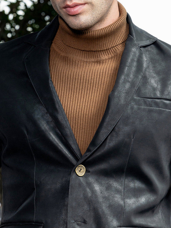 Tailored-Leather Blazer