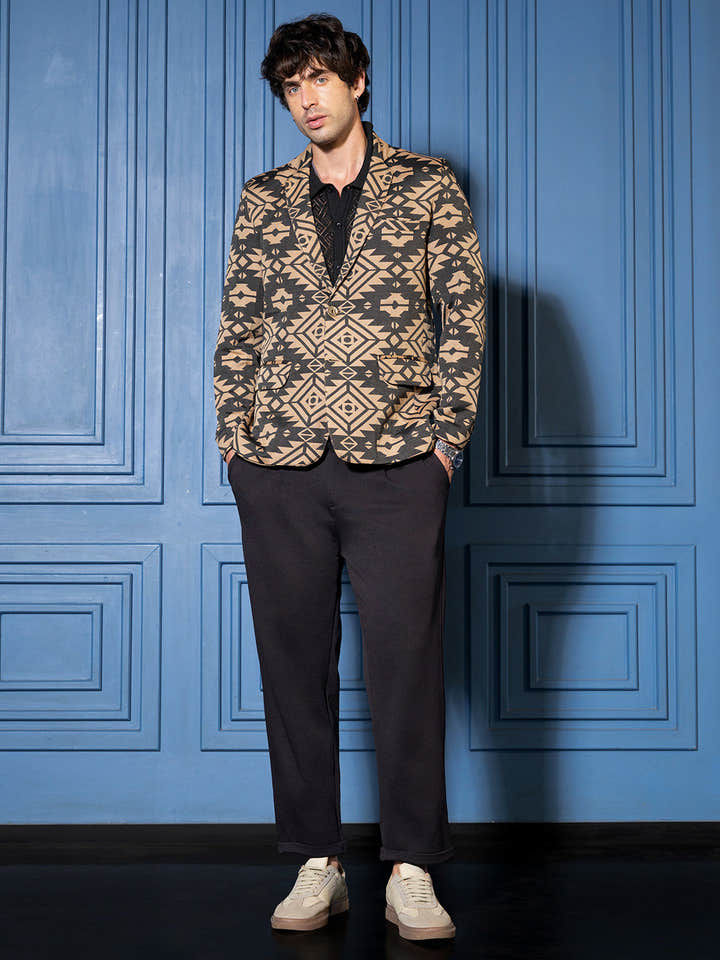 Tailored Aztec-Block Jacquard Blazer