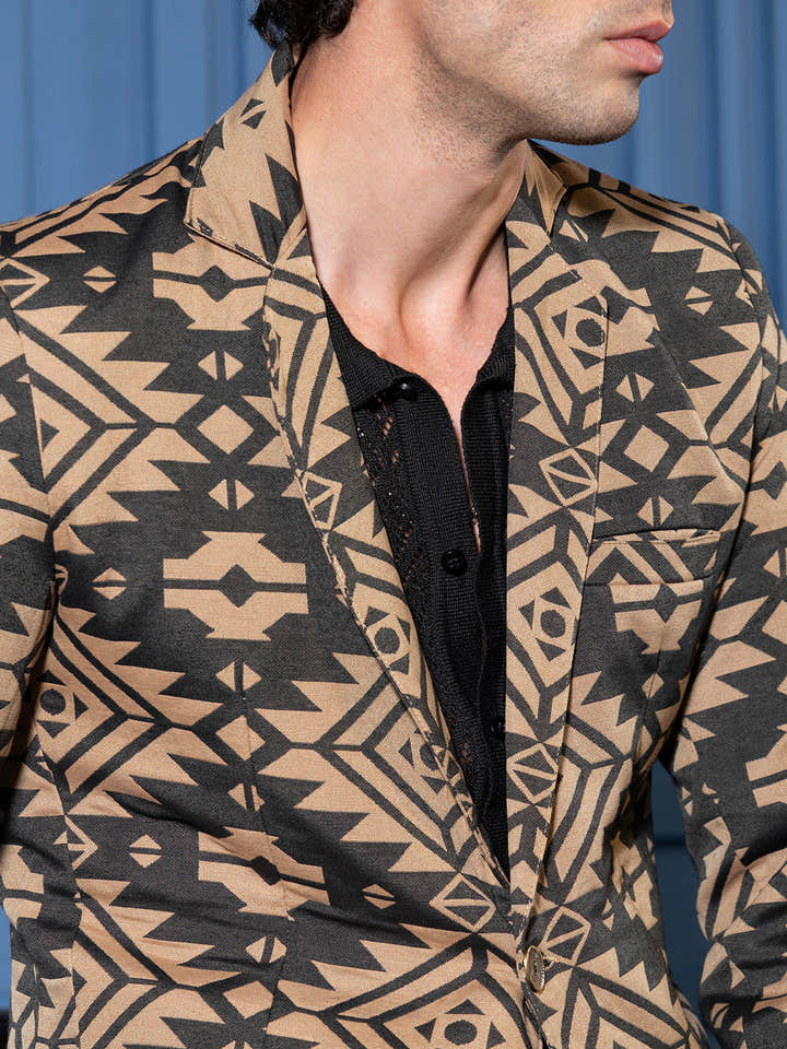 Tailored Aztec-Block Jacquard Blazer