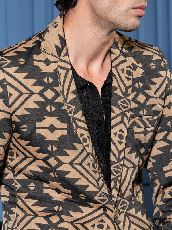 Tailored Aztec-Block Jacquard Blazer