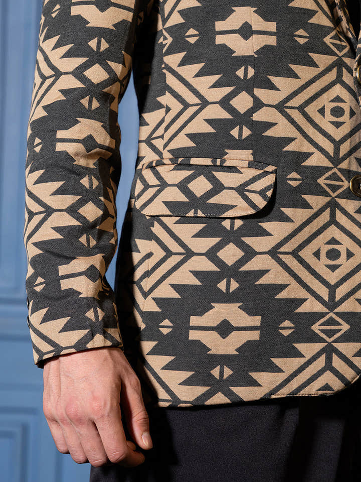 Tailored Aztec-Block Jacquard Blazer