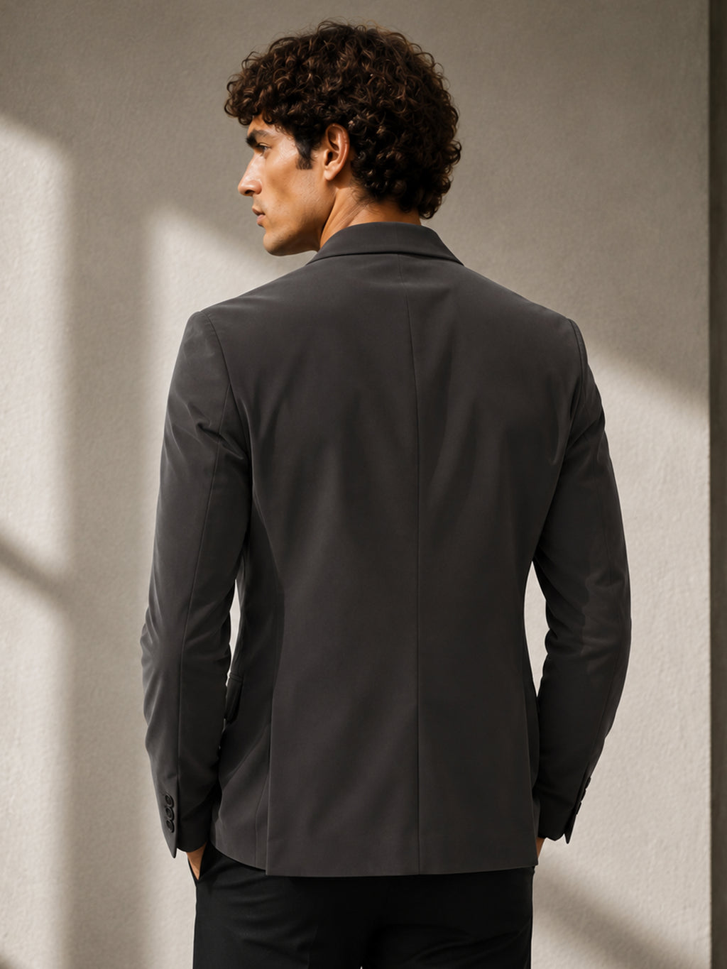 CAHOOT Men's Charcoal Grey Single-Breasted Blazer With Double Flap Pockets - view 3