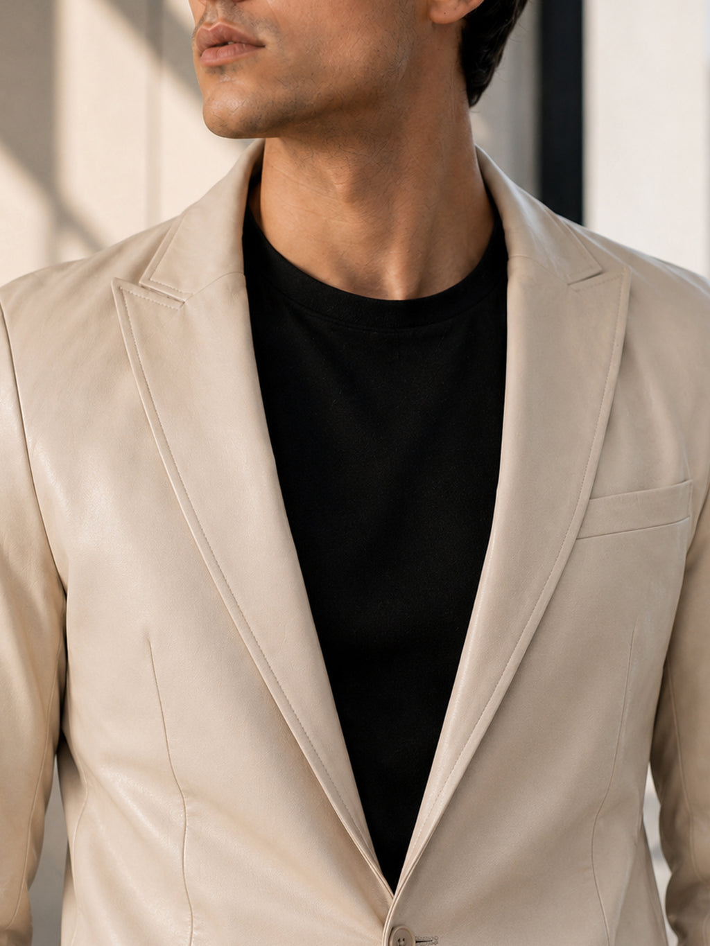 CAHOOT Men's Off-White Single-Breasted Blazer With Double Flap Pockets - view 6