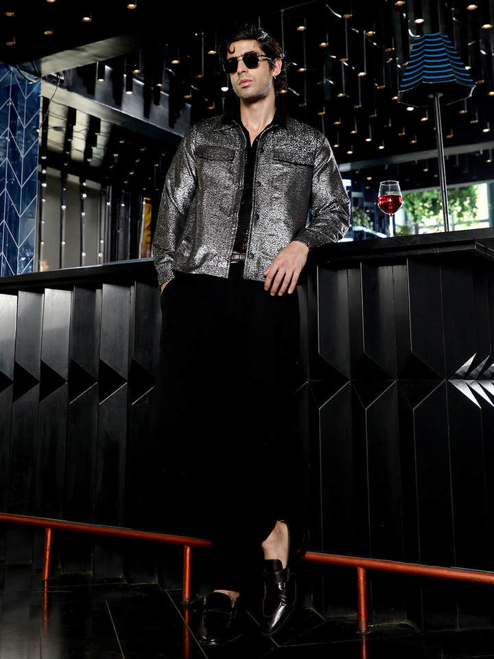 Gleam Utility-Jacquard Bomber Jacket