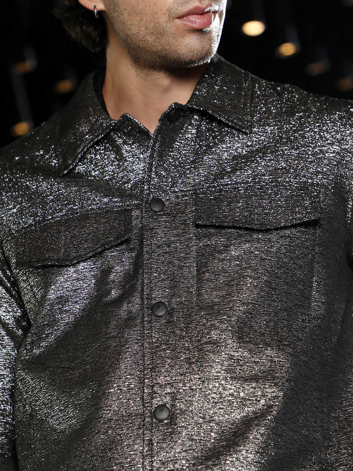 Gleam Utility-Jacquard Bomber Jacket