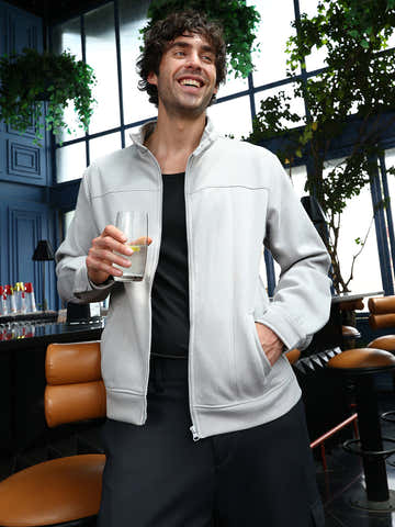 Panel-Stitch Knit Jacket