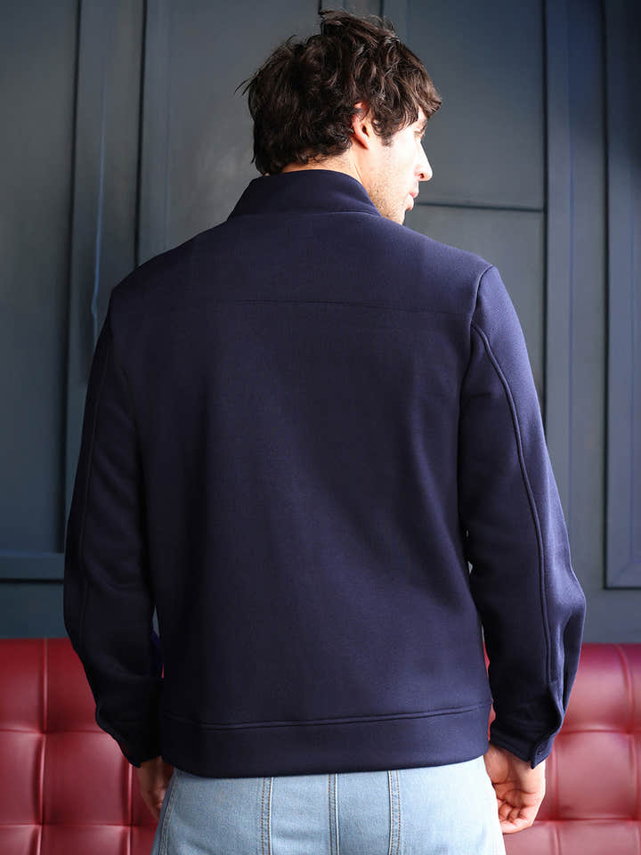Panel-Stitch Knit Sweatshirt