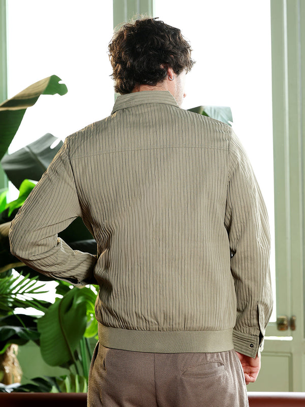 Zip-Front Crushed-Tactile Jacket