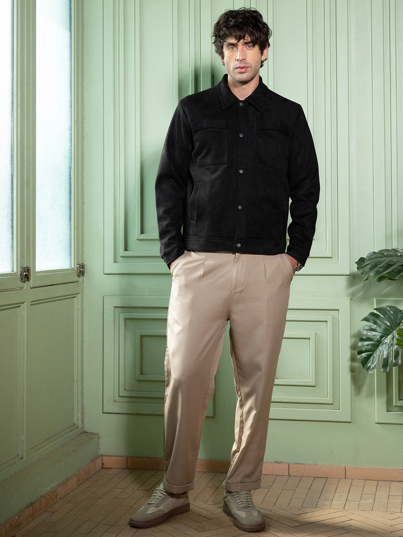 Panelled-Utility Suede Jacket