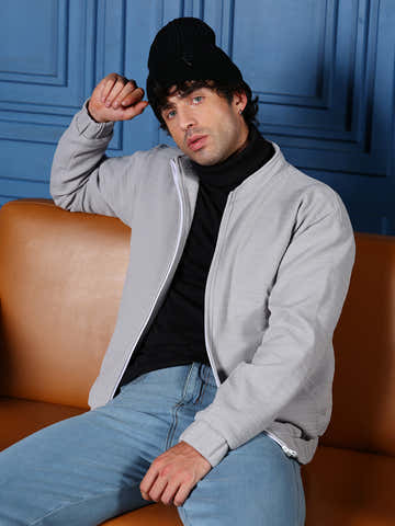 Chevron Panel-Tactile Bomber Jacket