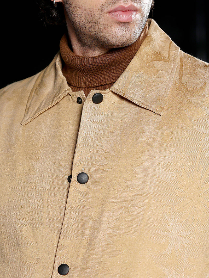 Palm-Jacquard Bomber Jacket