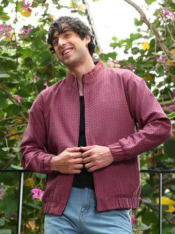 Gridveil-Jacquard Bomber Jacket