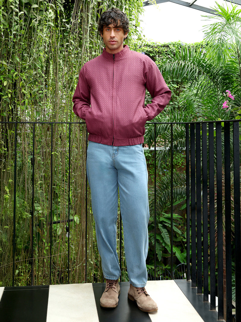 Gridveil-Jacquard Bomber Jacket