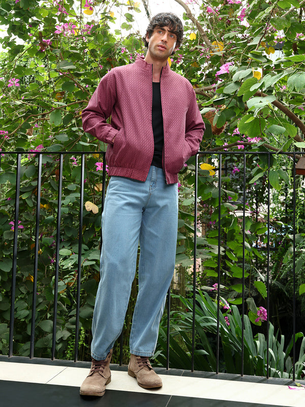 Gridveil-Jacquard Bomber Jacket