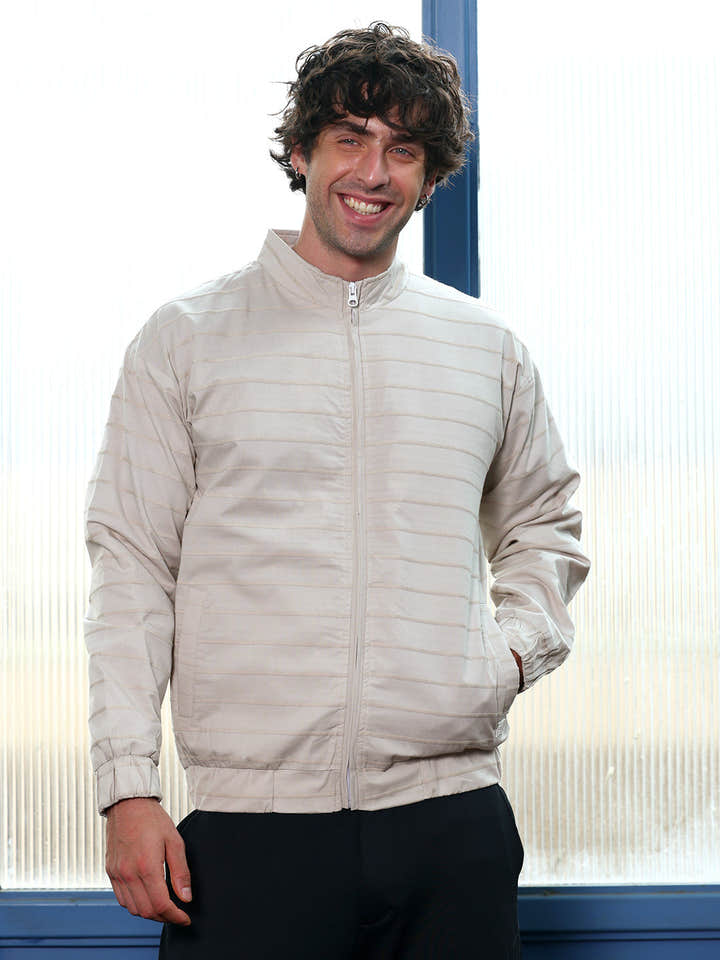 Pinline-Jacquard Bomber Jacket